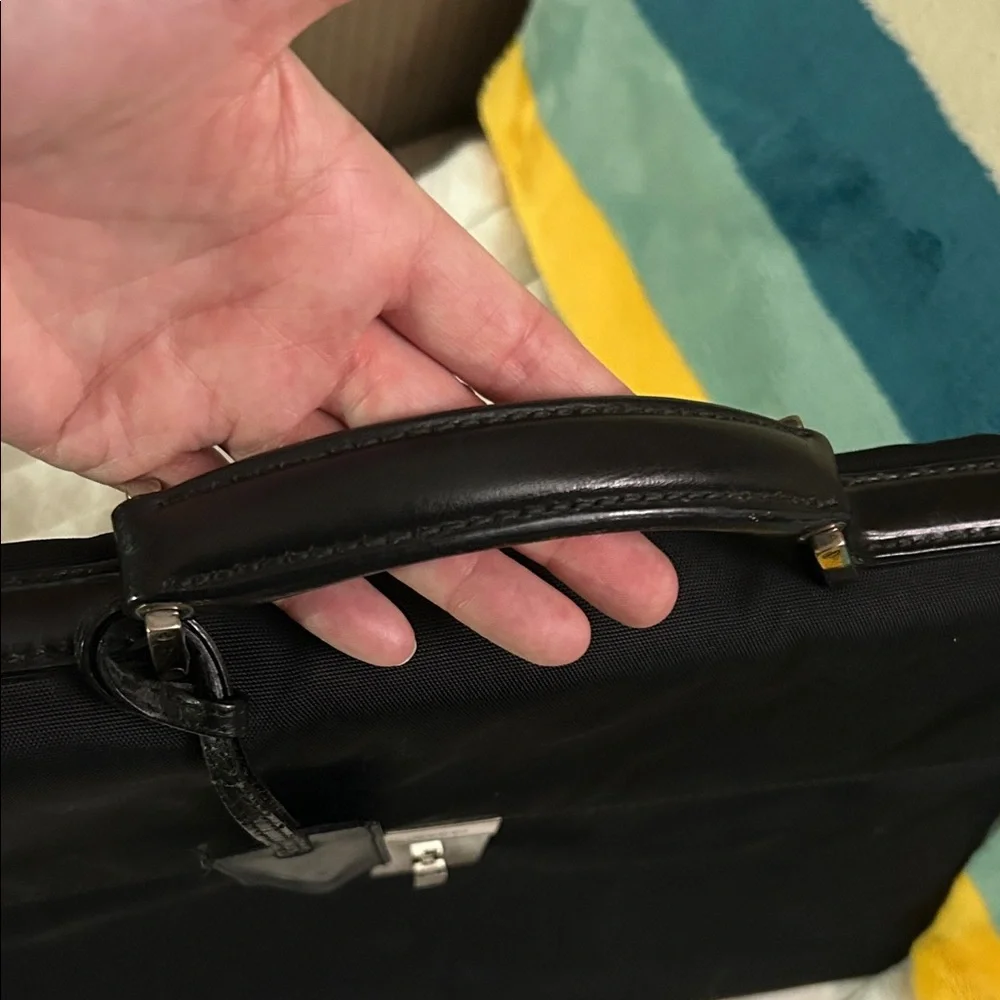 Gucci Black Nylon and Leather Combination Lock Briefcase